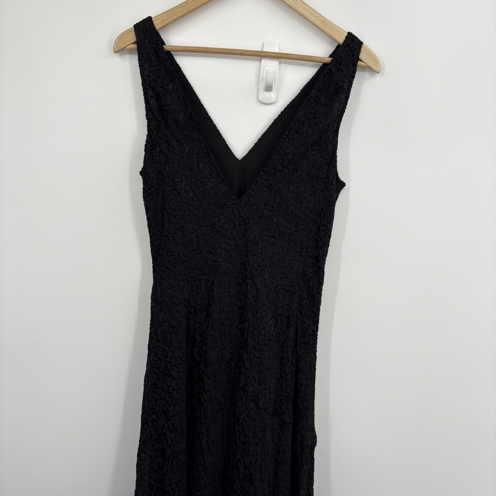Vtg Ralph Lauren Maxi Dress Large  Whimsigoth 90s Y2K Silk Burnout Velvet Slip - Picture 8 of 9